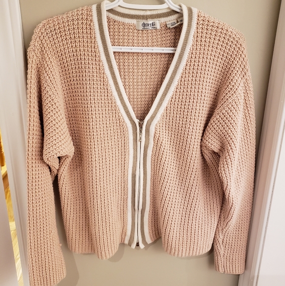 Vintage Elements 100% Cotton Zip-Up Sweater - Picture 1 of 8